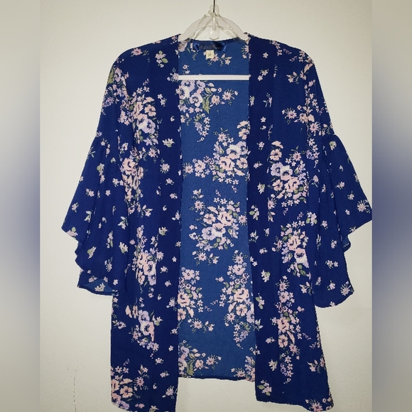 Blue Rain Bell Sleeve Kimono Size Small - Picture 1 of 3